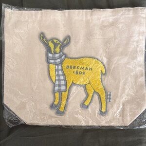 Beekman 1802 Cream Tote with Yellow Deer Patch